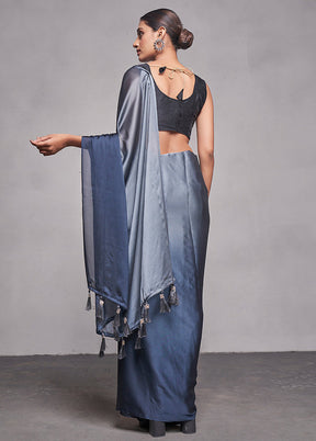 Grey Silk Saree With Blouse Piece - Indian Silk House Agencies