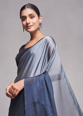 Grey Silk Saree With Blouse Piece - Indian Silk House Agencies