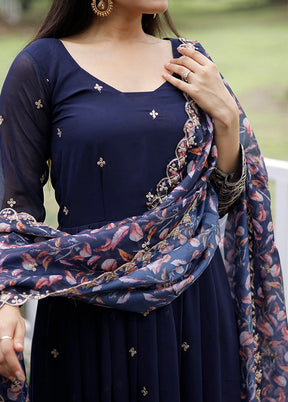 Blue Readymade Georgette Indian Dress - Indian Silk House Agencies