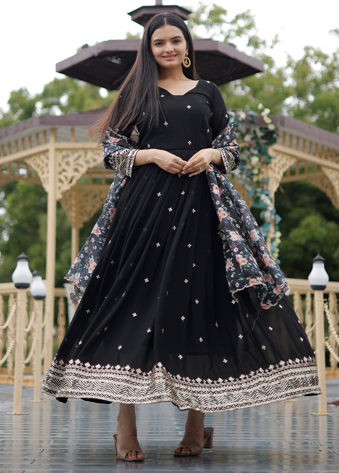 Black Readymade Georgette Indian Dress - Indian Silk House Agencies