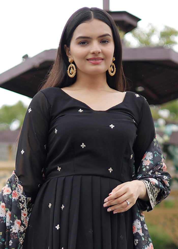 Black Readymade Georgette Indian Dress - Indian Silk House Agencies