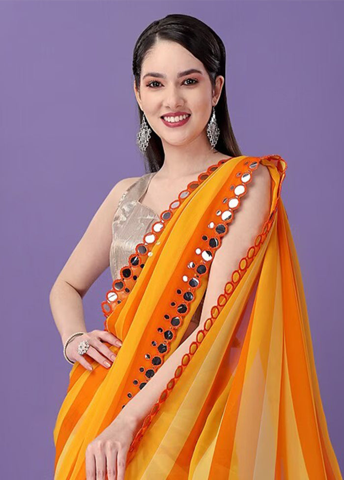 Yellow Georgette Saree With Blouse Piece - Indian Silk House Agencies