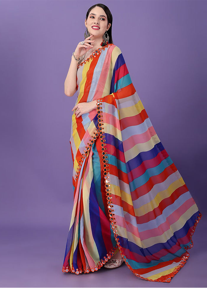 Multicolor Georgette Saree With Blouse Piece - Indian Silk House Agencies