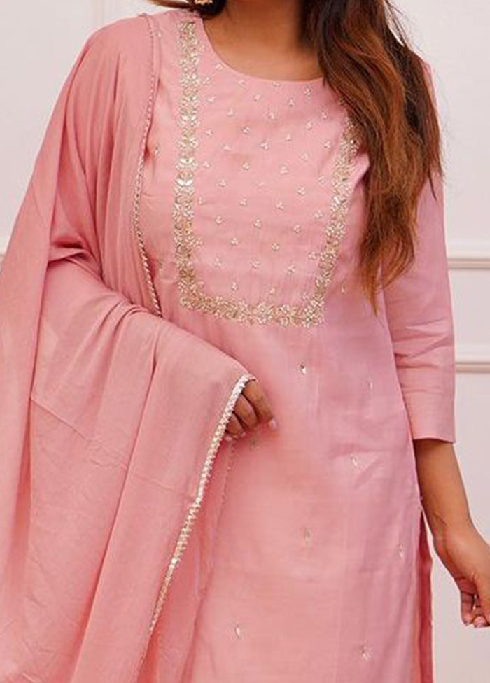 3 Pc Peach Readymade Rayon Suit Set - Indian Silk House Agencies
