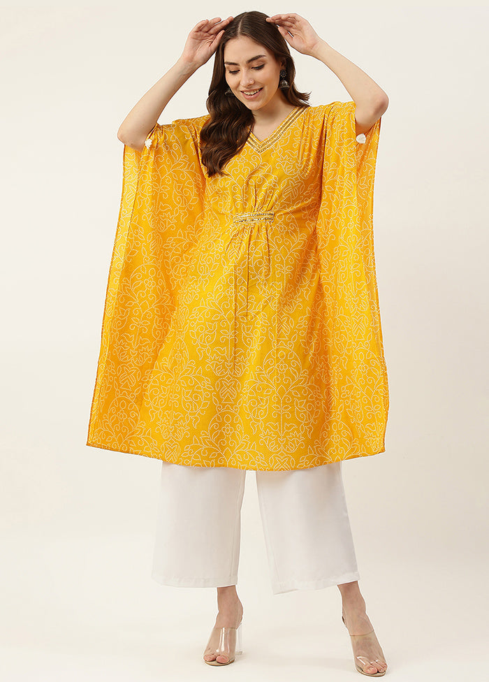 Yellow Readymade Cotton Kaaftan