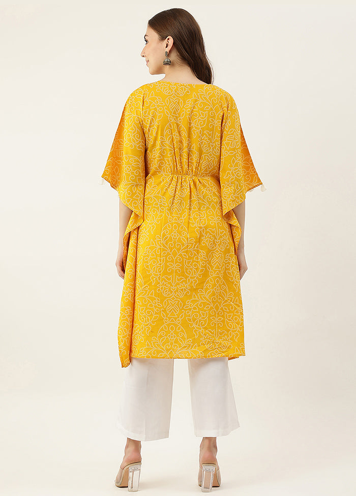 Yellow Readymade Cotton Kaaftan