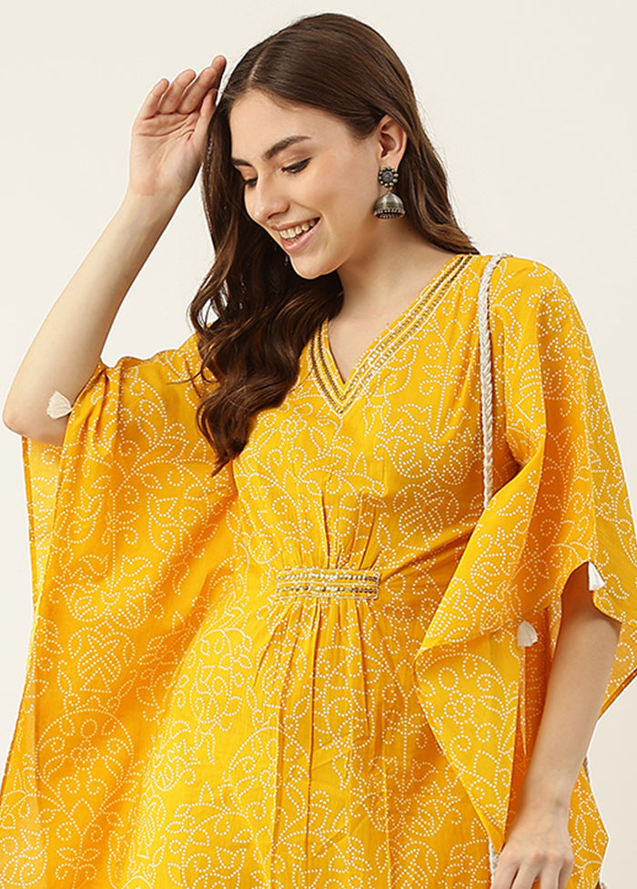 Yellow Readymade Cotton Kaaftan