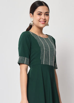 2 Pc Green Readymade Silk Kurti Set - Indian Silk House Agencies