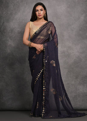 Blue Georgette Saree With Blouse Piece - Indian Silk House Agencies