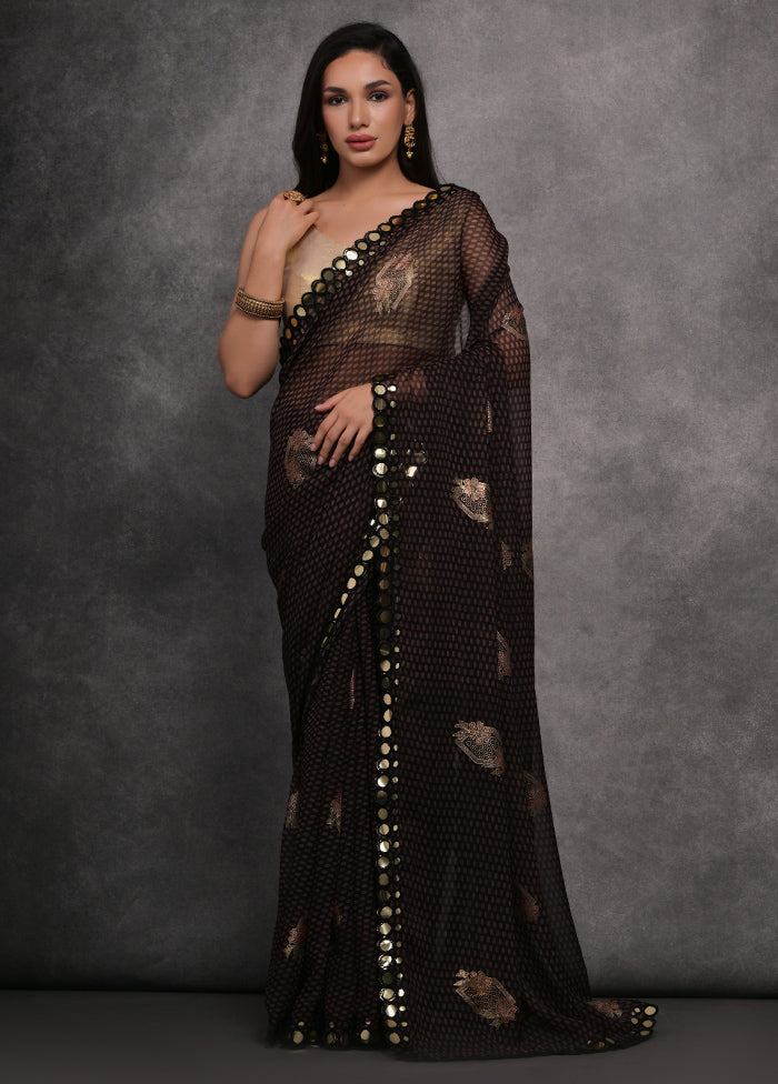 Black Georgette Saree With Blouse Piece - Indian Silk House Agencies