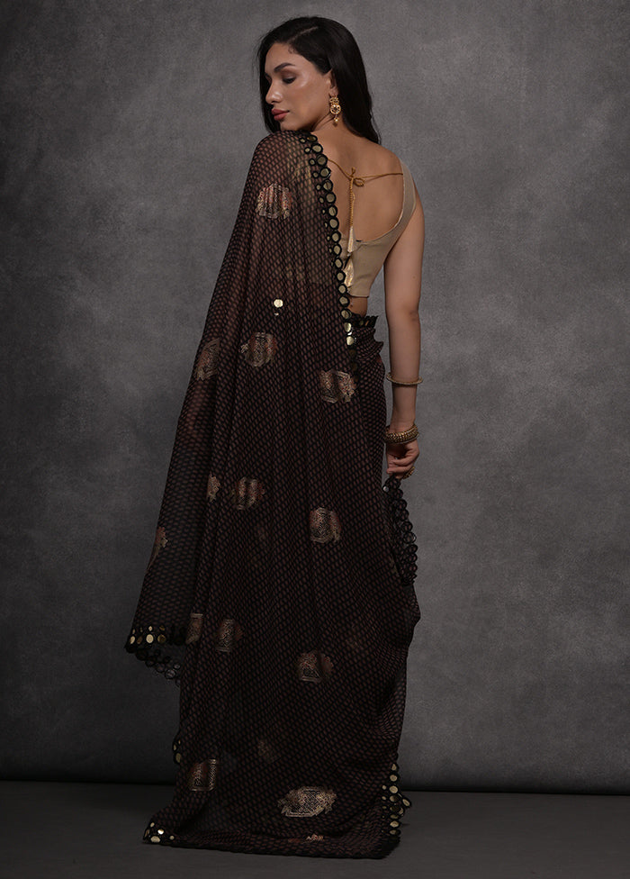 Black Georgette Saree With Blouse Piece - Indian Silk House Agencies