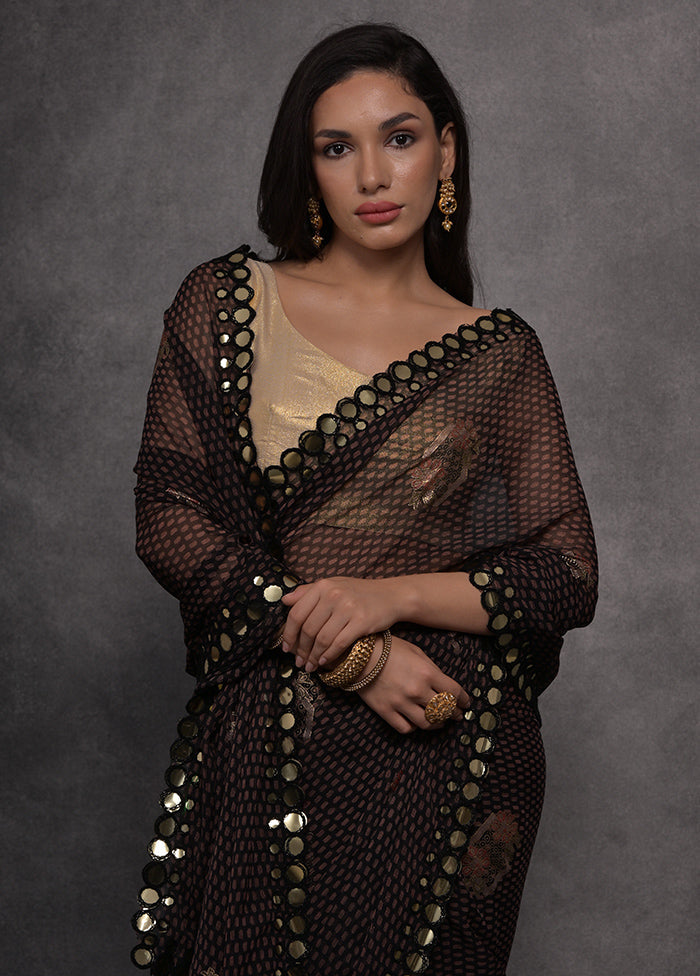 Black Georgette Saree With Blouse Piece - Indian Silk House Agencies