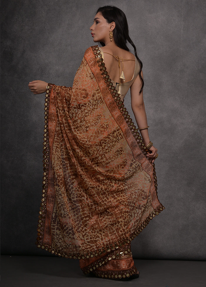 Brown Georgette Saree With Blouse Piece - Indian Silk House Agencies