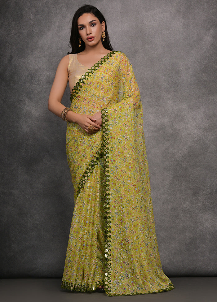 Green Georgette Saree With Blouse Piece - Indian Silk House Agencies