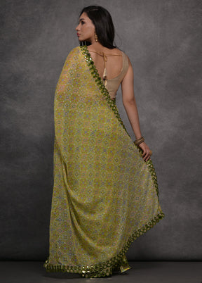 Green Georgette Saree With Blouse Piece - Indian Silk House Agencies