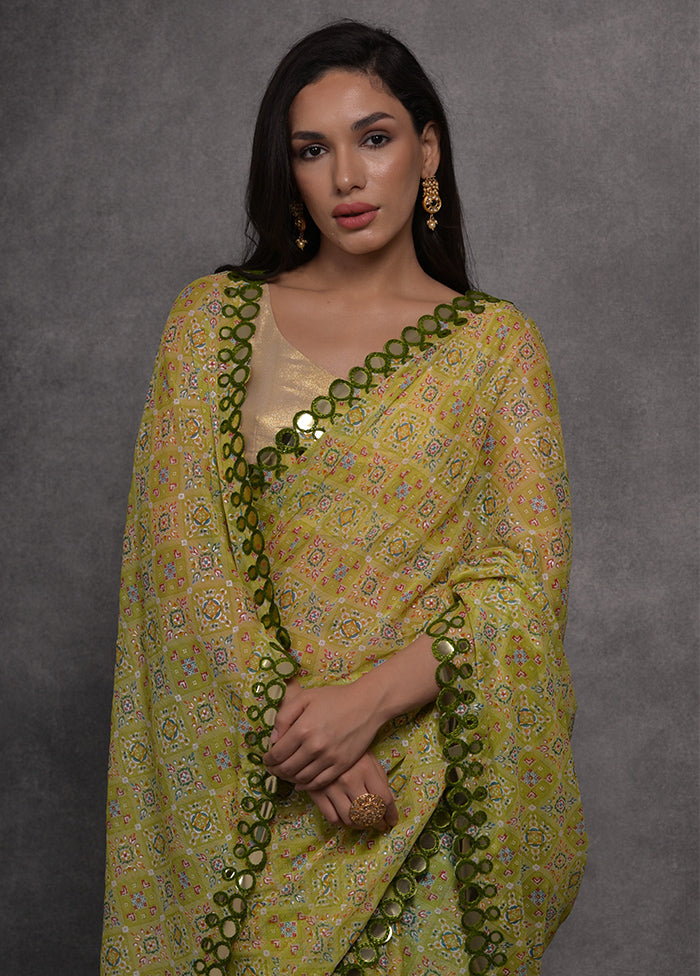 Green Georgette Saree With Blouse Piece - Indian Silk House Agencies