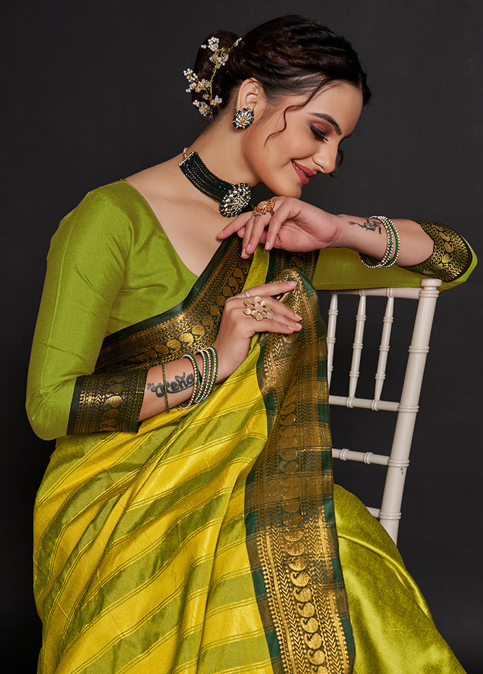 Green Dupion Silk Saree With Blouse Piece - Indian Silk House Agencies