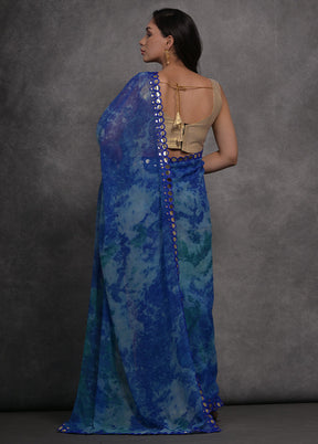 Blue Georgette Saree With Blouse Piece - Indian Silk House Agencies