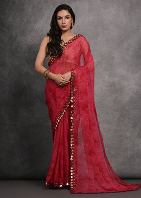 Maroon Georgette Saree With Blouse Piece - Indian Silk House Agencies