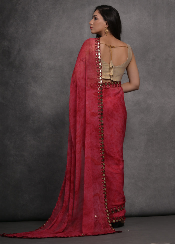 Maroon Georgette Saree With Blouse Piece - Indian Silk House Agencies