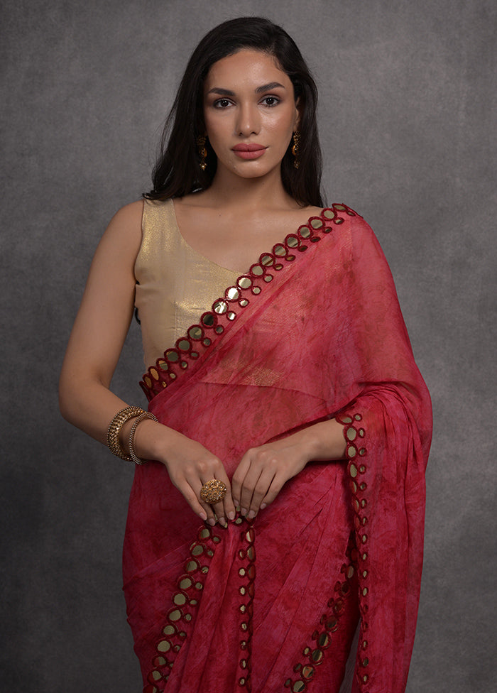 Maroon Georgette Saree With Blouse Piece - Indian Silk House Agencies