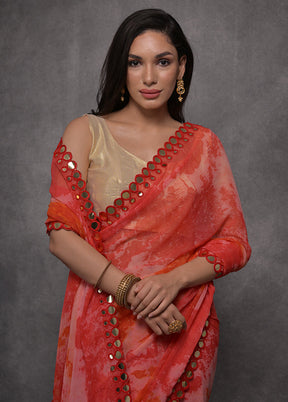 Red Georgette Saree With Blouse Piece - Indian Silk House Agencies