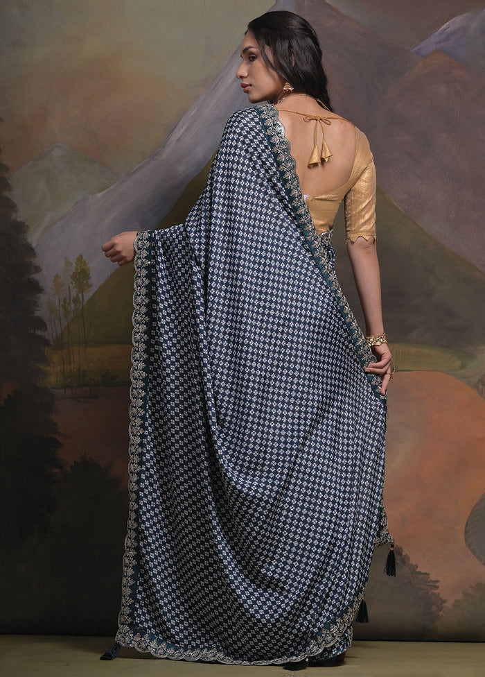 Grey Silk Saree With Blouse Piece - Indian Silk House Agencies