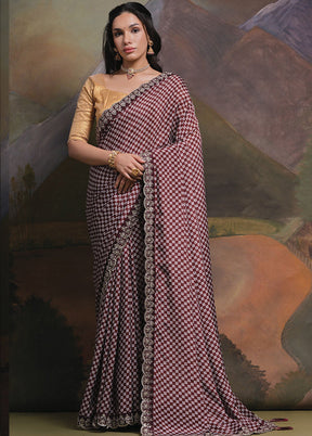 Wine Silk Saree With Blouse Piece - Indian Silk House Agencies