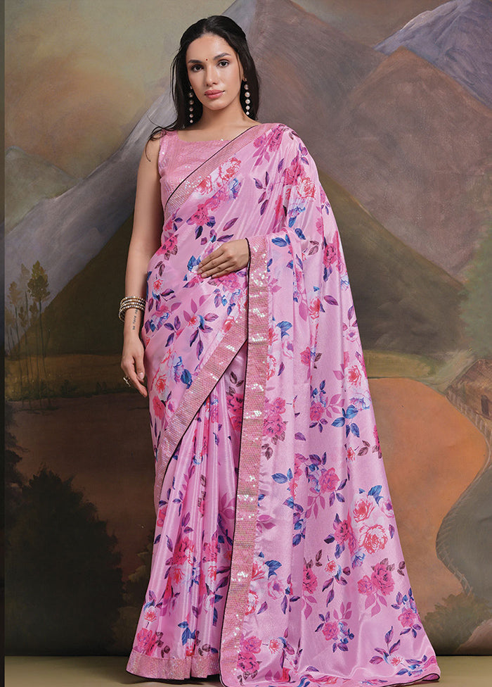 Pink Silk Saree With Blouse Piece - Indian Silk House Agencies