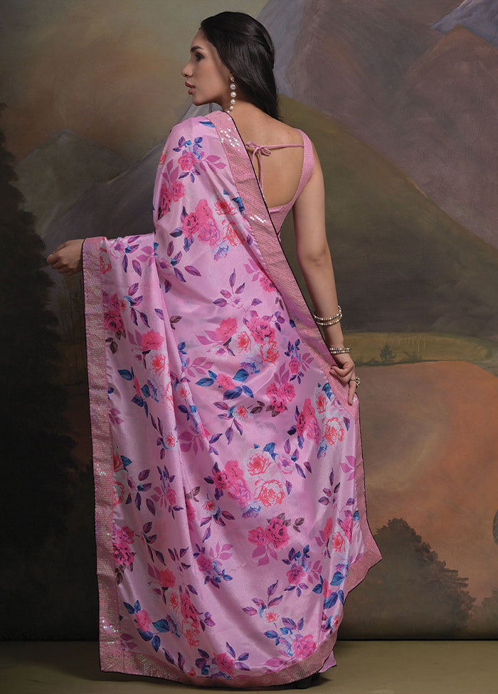 Pink Silk Saree With Blouse Piece - Indian Silk House Agencies