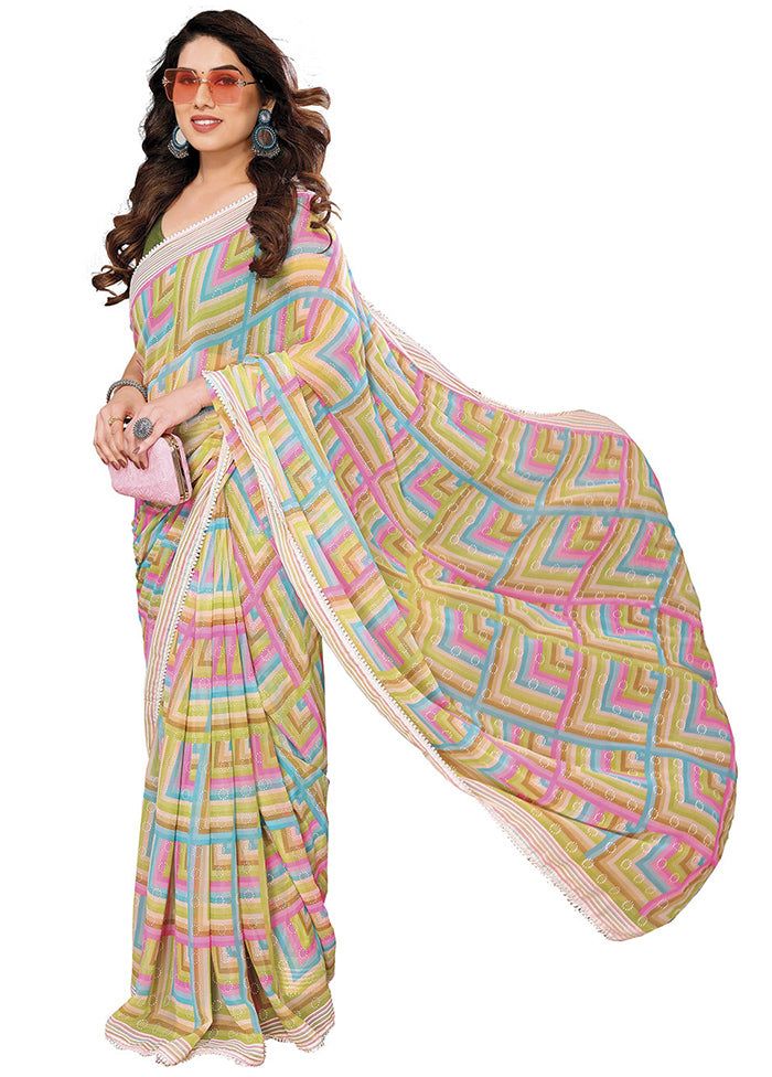 Multicolor Georgette Saree With Blouse Piece - Indian Silk House Agencies