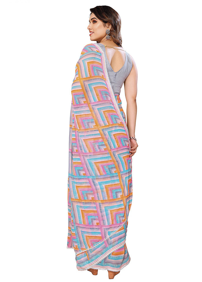 Multicolor Georgette Saree With Blouse Piece - Indian Silk House Agencies