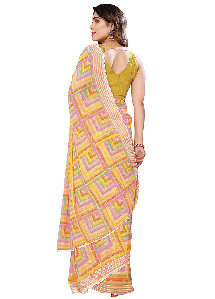 Yellow Georgette Saree With Blouse Piece - Indian Silk House Agencies