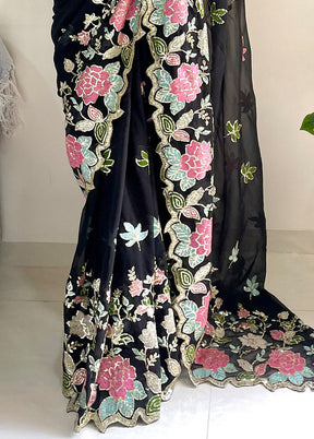 Black Georgette Saree With Blouse Piece - Indian Silk House Agencies