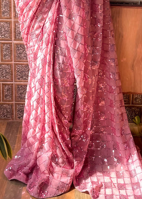 Pink Georgette Saree With Blouse Piece - Indian Silk House Agencies