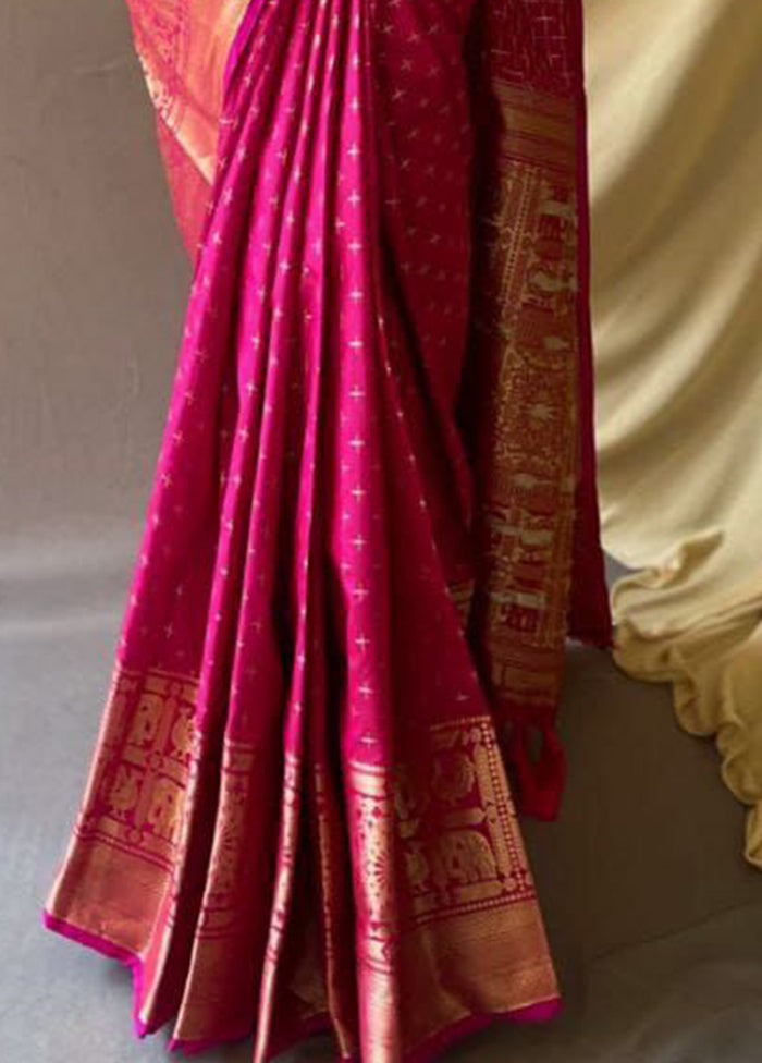 Pink Dupion Silk Saree With Blouse Piece - Indian Silk House Agencies