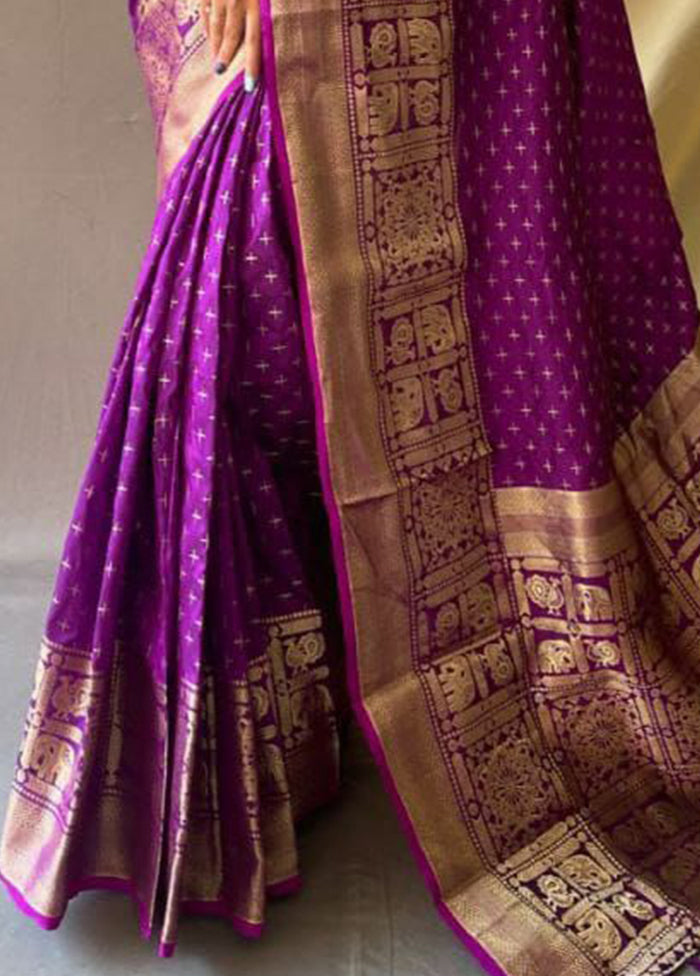 Purple Dupion Silk Saree With Blouse Piece - Indian Silk House Agencies