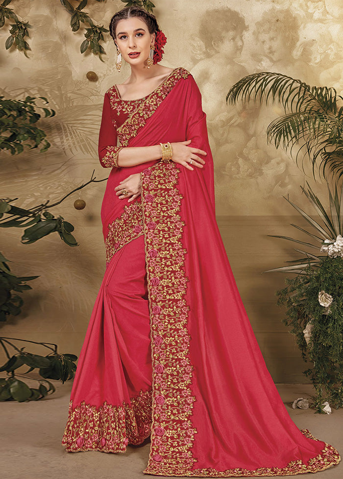 Red Silk Saree With Blouse Piece - Indian Silk House Agencies