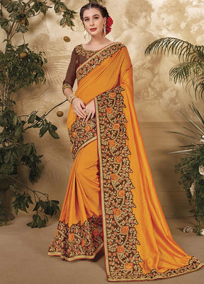 Yellow Silk Saree With Blouse Piece - Indian Silk House Agencies