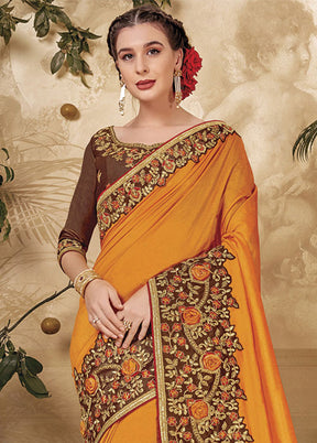 Yellow Silk Saree With Blouse Piece - Indian Silk House Agencies