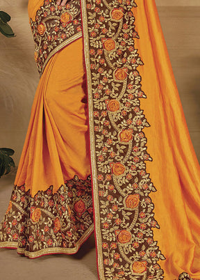 Yellow Silk Saree With Blouse Piece - Indian Silk House Agencies