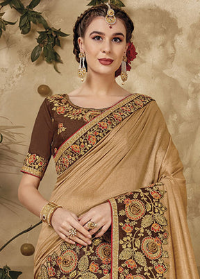 Beige Silk Saree With Blouse Piece - Indian Silk House Agencies