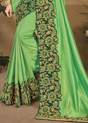 Green Silk Saree With Blouse Piece - Indian Silk House Agencies