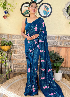 Rama Georgette Saree With Blouse Piece - Indian Silk House Agencies