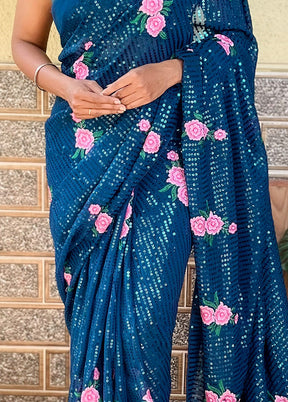 Rama Georgette Saree With Blouse Piece - Indian Silk House Agencies