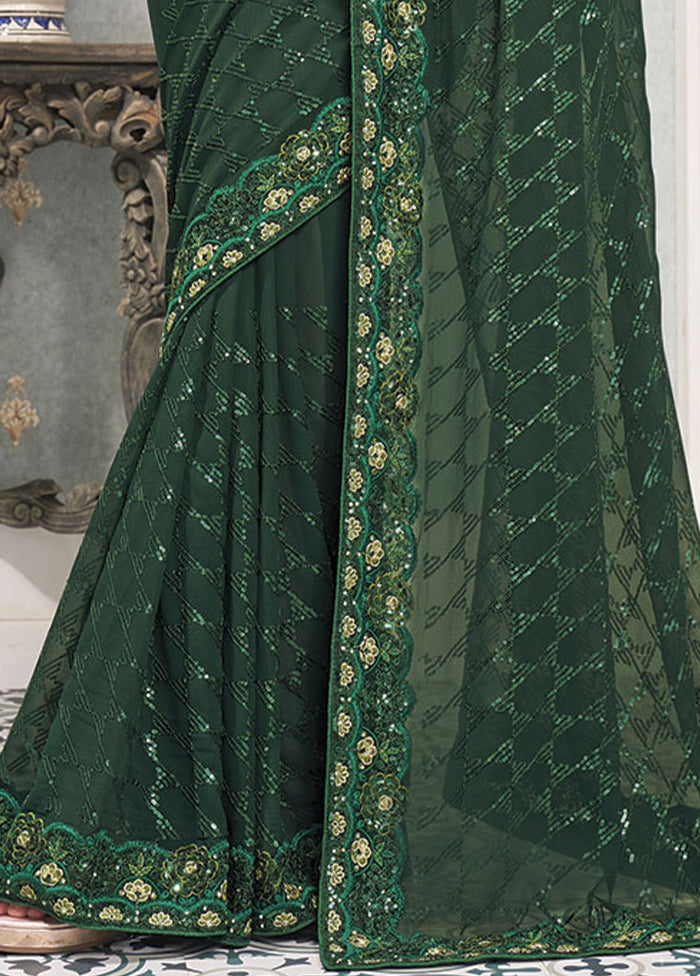 Green Georgette Saree With Blouse Piece - Indian Silk House Agencies