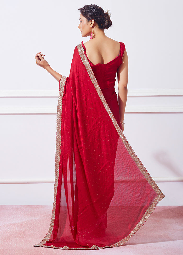 Red Silk Saree With Blouse Piece - Indian Silk House Agencies