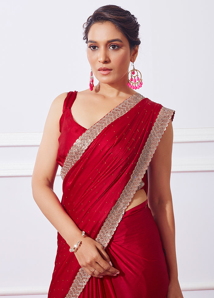 Red Silk Saree With Blouse Piece - Indian Silk House Agencies