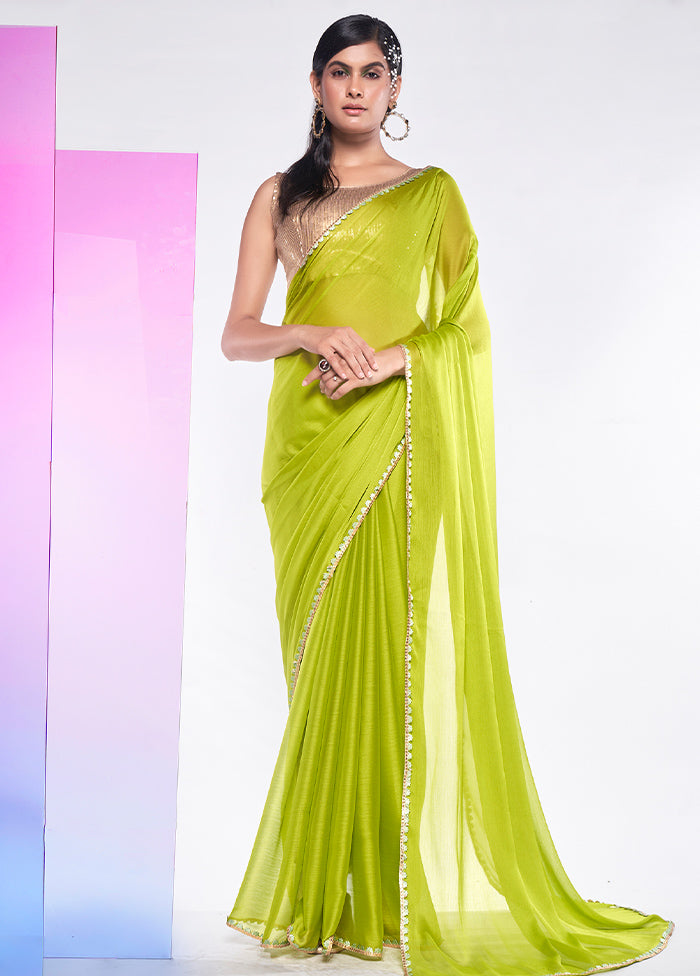 Green Georgette Saree With Blouse Piece - Indian Silk House Agencies