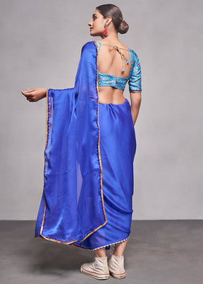 Blue Georgette Saree With Blouse Piece - Indian Silk House Agencies